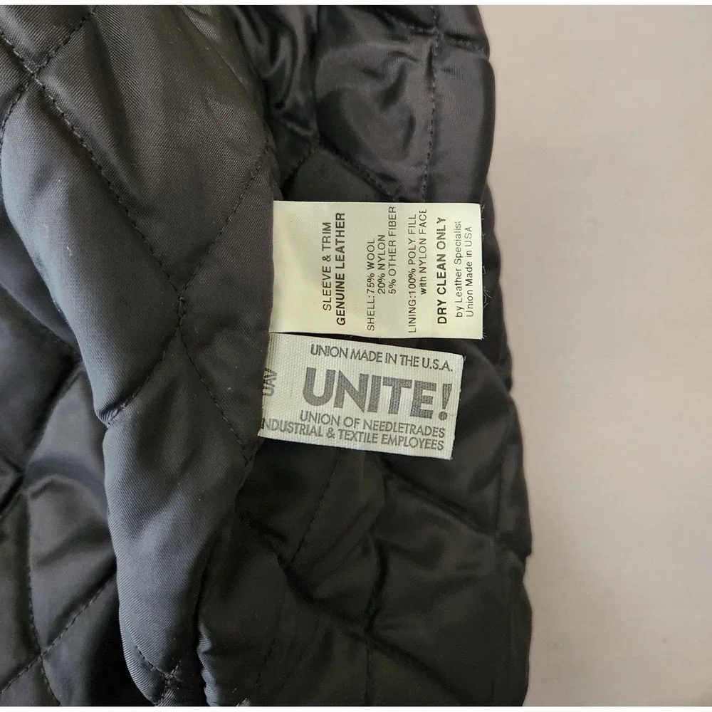 Reed Leather Sportswear Mens XL‎ Wool Leather Varsity Jacket No Spin USA Black
